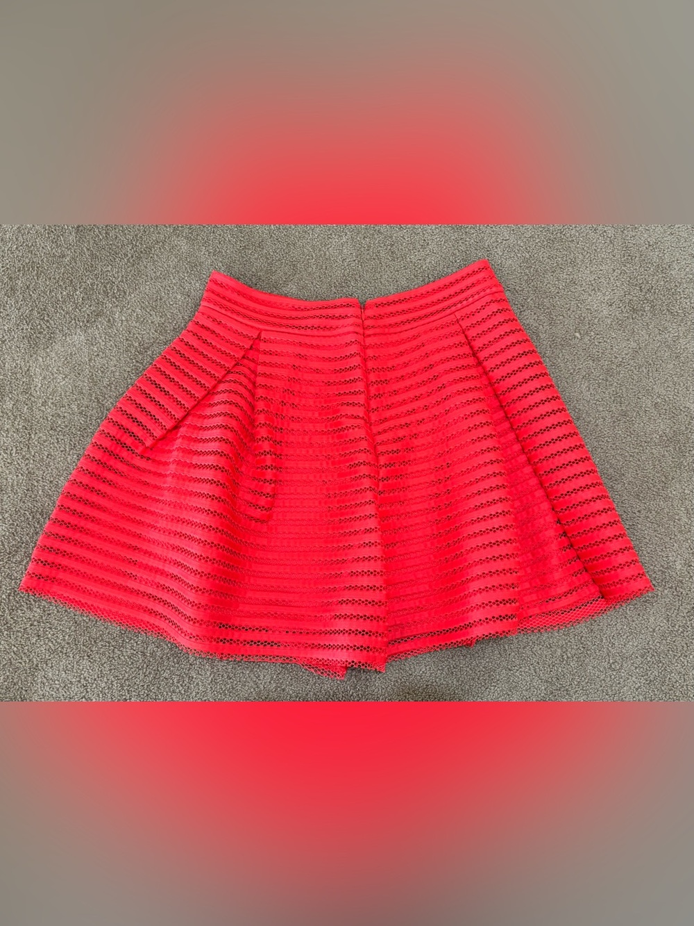 Express Cherry Red Pleated A-Line Skirt
